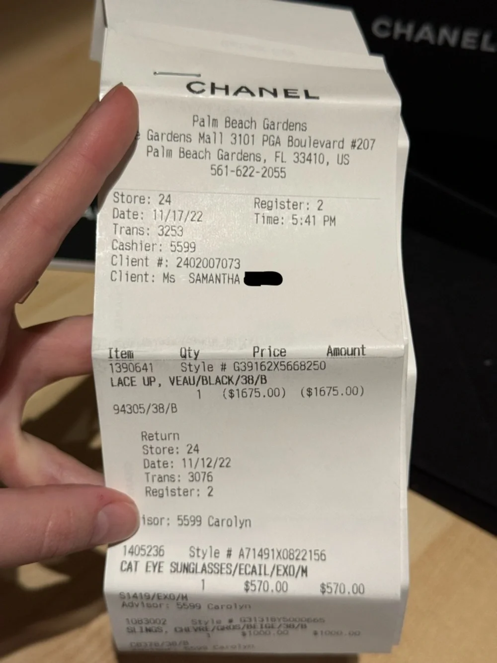 CHANEL Black Cat-Eye Sunglasses with Pearl Accent - Picture 9 of 10